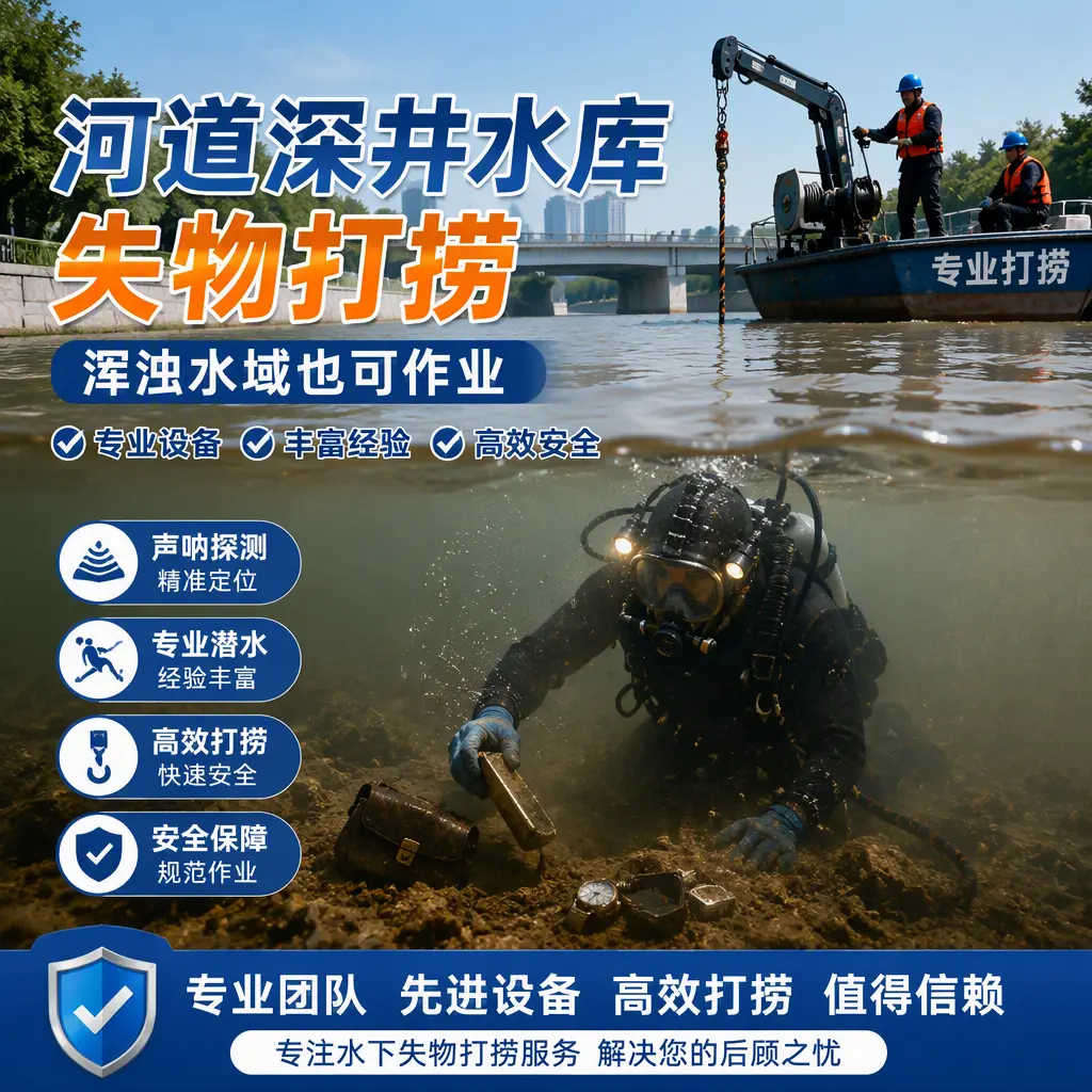 河道深井水库失物打捞，浑浊水域也可作业普格